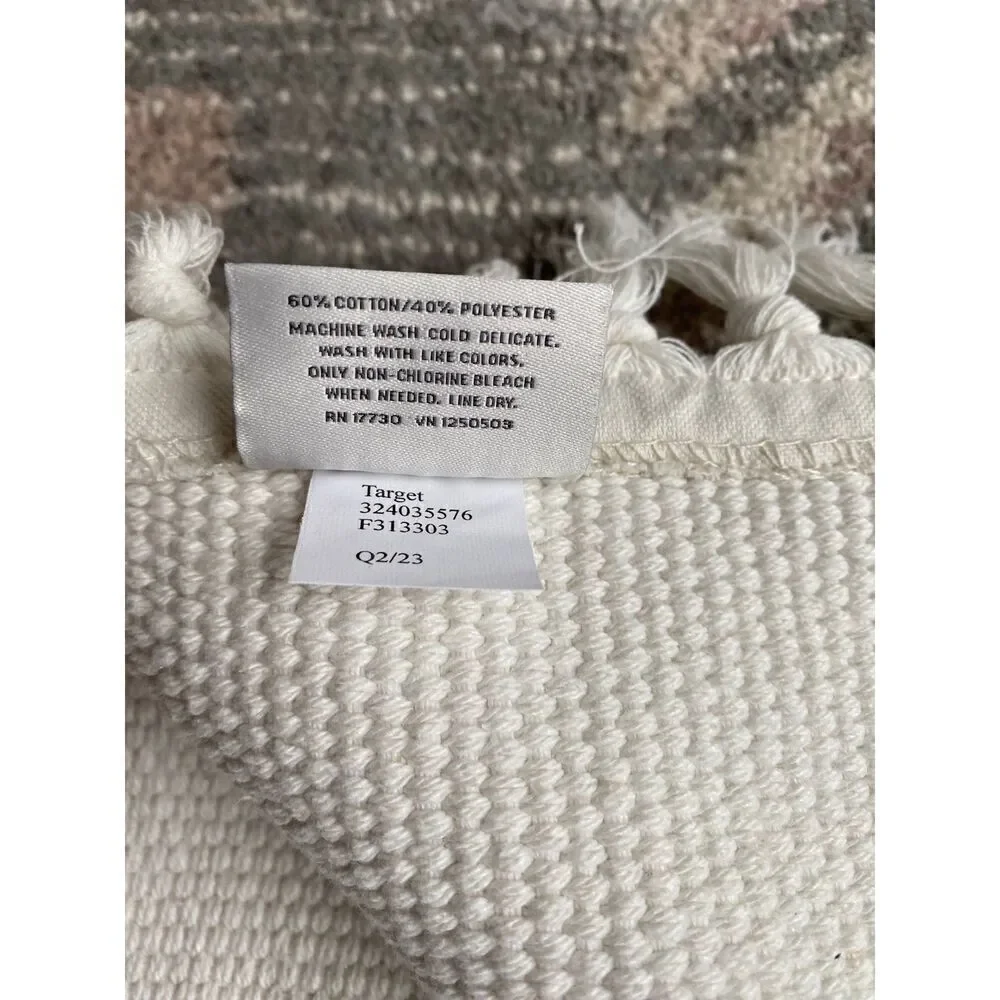 Hearth & Hand Magnolia Ivory Textured Fringed Ends Table Runner